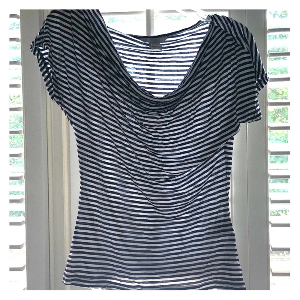 Navy Stripped Cow Neck Top